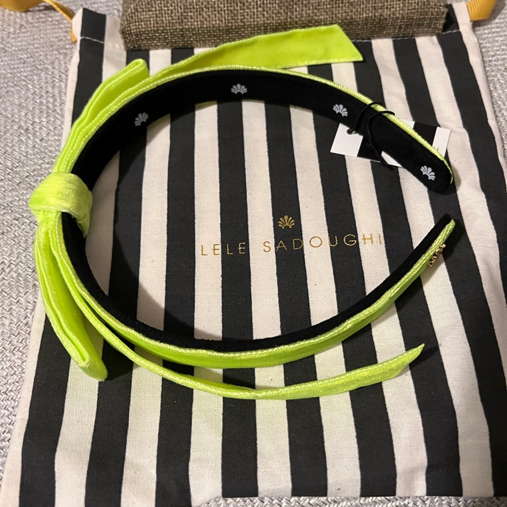 LELE SADOUGHI NWT AUTHENTIC NEON SUNSHINE BARDOT SLIM VELVET RIBBON HEADBAND - Picture 10 of 12